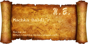 Machka Balár névjegykártya
